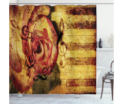 Vintage Piano Keyboard Shower Curtain