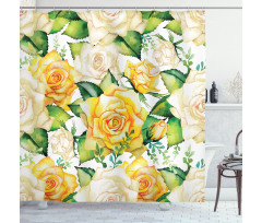 Watercolor Wedding Flowers Shower Curtain