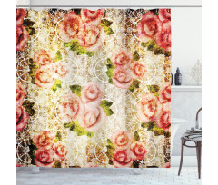 Psychedelic Floral Motif Shower Curtain