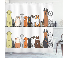 Dog Family in a Row Shower Curtain