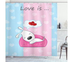 Puppies on Sofa Heart Shape Shower Curtain