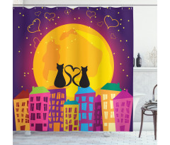 Cats on the Roof Heart Shower Curtain