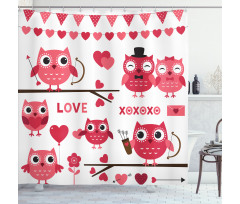 Romantic Owls Arrows Shower Curtain