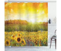 Golden Sunflower Field Shower Curtain