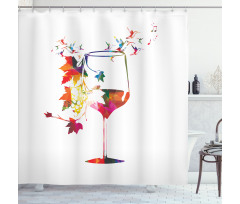 Glass Bird Vines Shower Curtain