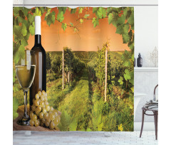 Bottle Grapes Sunset Shower Curtain