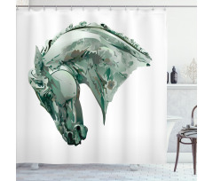Green Stain Horse Head Shower Curtain