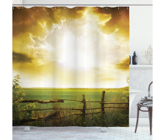 Sunset on Spring Field Shower Curtain
