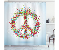 Peace Sign with Hearts Shower Curtain