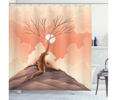 Lonely Tree on Cliff Shower Curtain