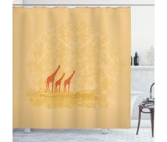 Retro Safari Giraffes Shower Curtain