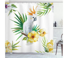 Hibiscus with Wild Birds Shower Curtain