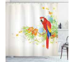 Parrot Tree Branch Flora Shower Curtain