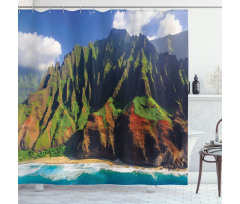 Mountain Ocean Clouds Shower Curtain