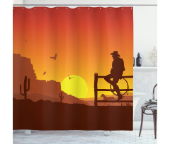 Wild West Sunset Scene Shower Curtain