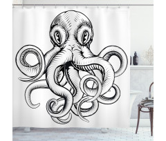Sketch Monochrome Art Shower Curtain