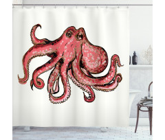 Pink Watercolor Animal Shower Curtain