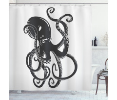 Cartoon Octopus in Sea Shower Curtain