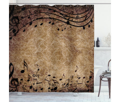 Notes with Sheet Monochrome Shower Curtain