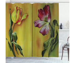 Retro Flower Painting Shower Curtain