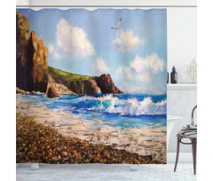 Sea Coast by Beach Rock Shower Curtain