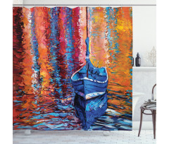 Dark Sea Fishing Boat Shower Curtain