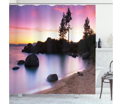 Sandy Beach by River Shower Curtain