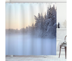 Frozen Lake in Woods Shower Curtain