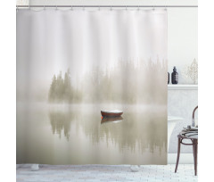 Boat on Lake Nature Shower Curtain