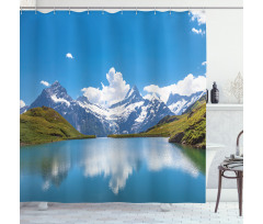 Snow Frozen Lake Swiss Shower Curtain