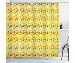Yellow Kitchenware Shower Curtain