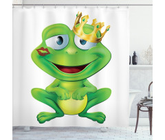 Crown Frog Prince Shower Curtain