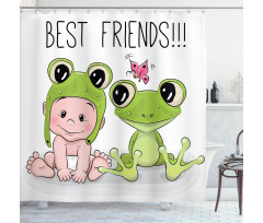 Baby Frog Love Friends Shower Curtain