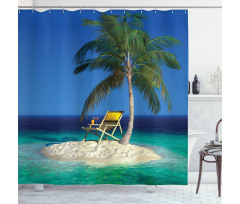 Chair Under a Palm Tree Shower Curtain
