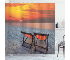 Beach with Colorful Sky Shower Curtain