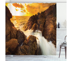 Wild Sunset and Waves Shower Curtain