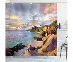 Rock Sandy Beach Island Shower Curtain