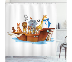 Animals on Mystic Boat Shower Curtain