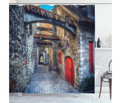 Old Stone House Town Shower Curtain