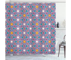 Geometric Stars Lines Shower Curtain