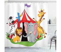Circus Tent Giraffe Mime Shower Curtain