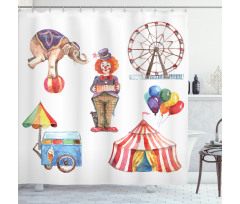 Clown Elephant Circus Shower Curtain