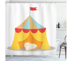 Furry Cat in a Circus Shower Curtain