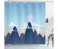 Pastel Mountains and Clouds Shower Curtain