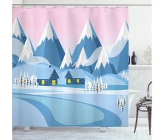 Winter Landscape Cottages Shower Curtain