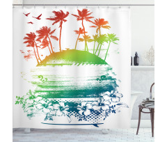 Grunge Summer Scenery Shower Curtain
