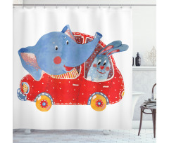 Funny Animal in a Car Shower Curtain