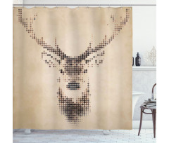 Deer Portrait with Dots Shower Curtain