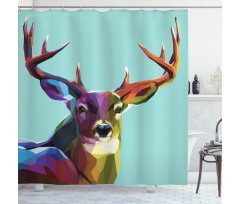 Retro Low Poly Deer Shower Curtain