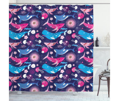 Floral Nautical Elements Shower Curtain